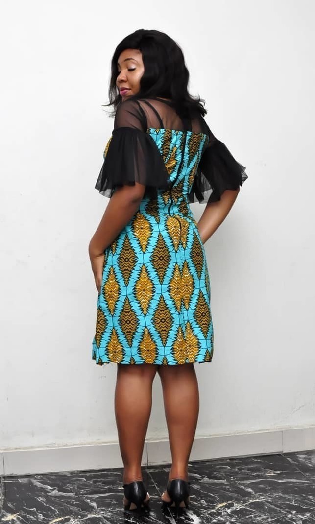 Teal gold brown ankara african print 