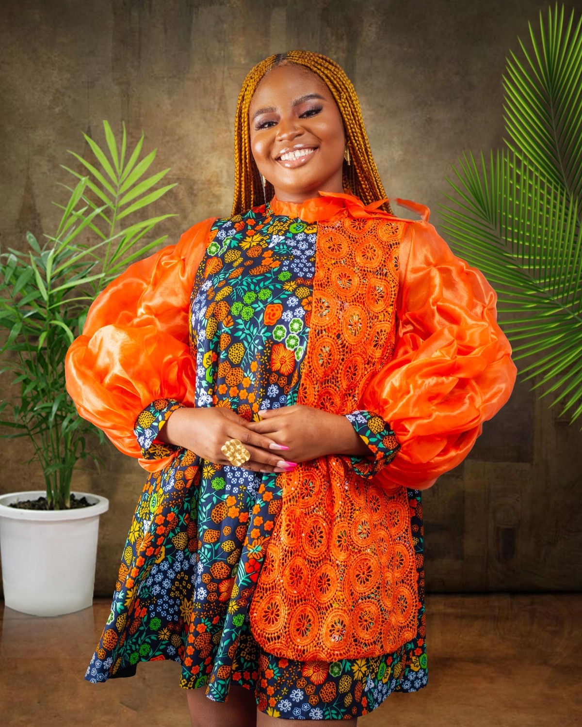 Short Gown Ankara Mixed With Chiffon Ankara Short Dress By Veev-clothiers  Short Dresses ANKA