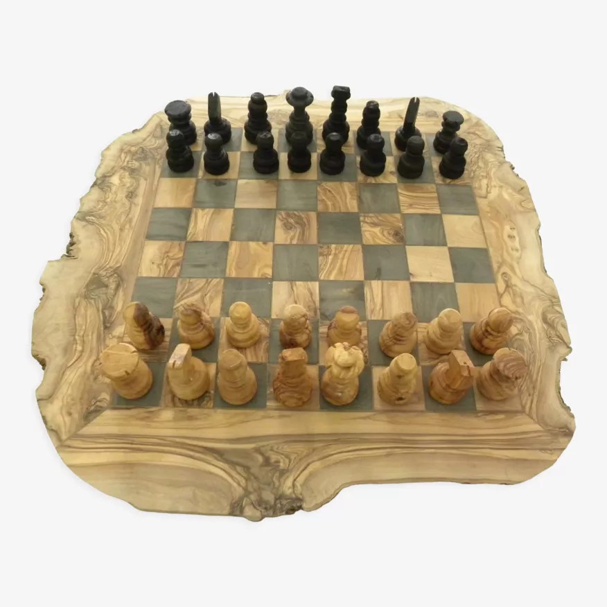 Rustic Chess Pieces Natural Handmade Olive Wood Chess Set Board Set With Rustic Finsh and S ...