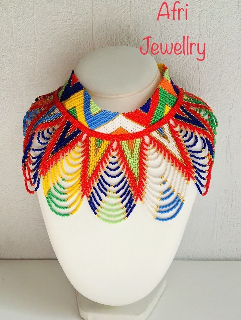 Traditional zulu necklace by afrijewellry Crew necklaces Afrikrea