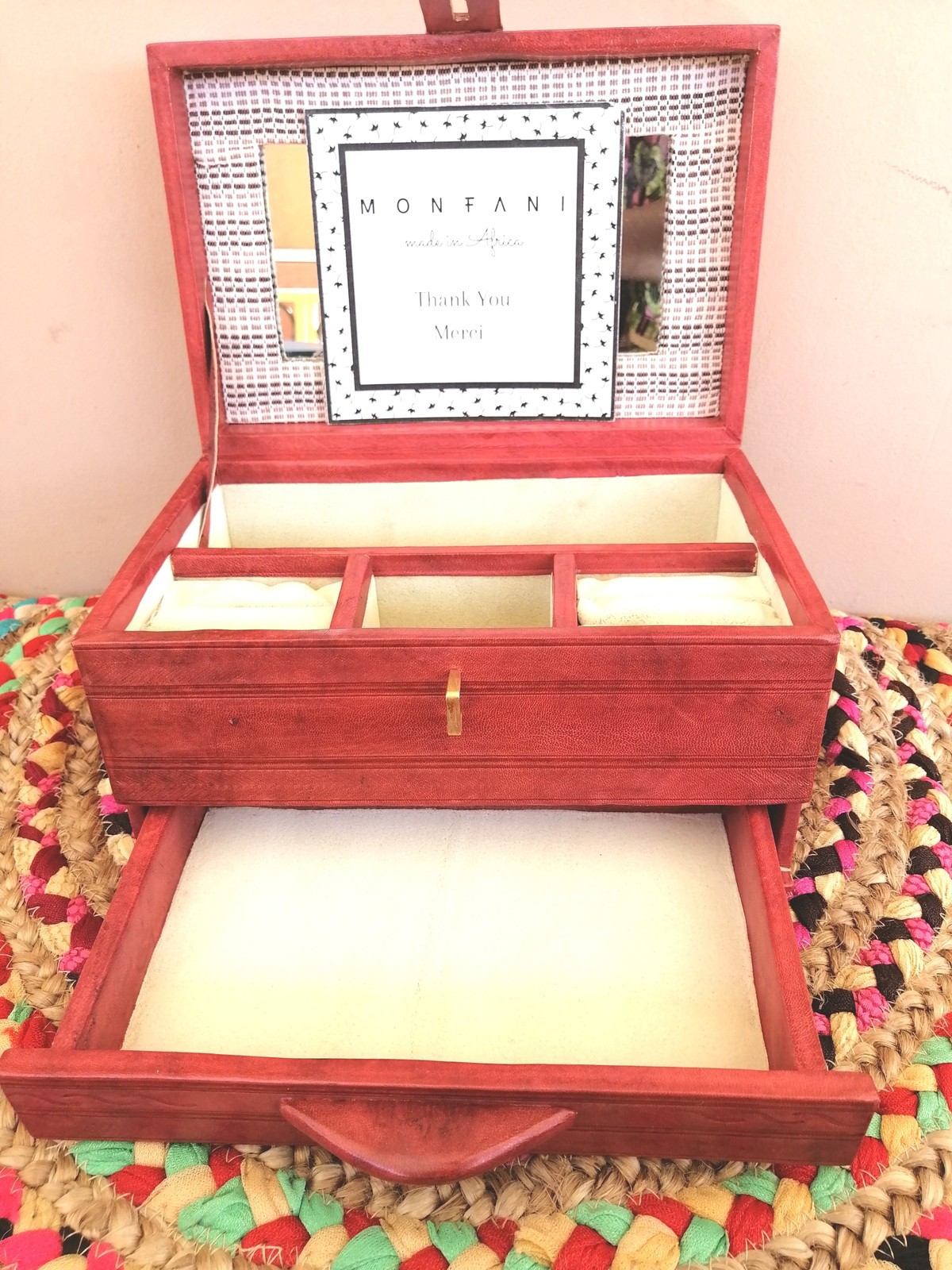 Leather storage box / jewelry box and Faso Dan Fani by monfani Locker Afrikrea