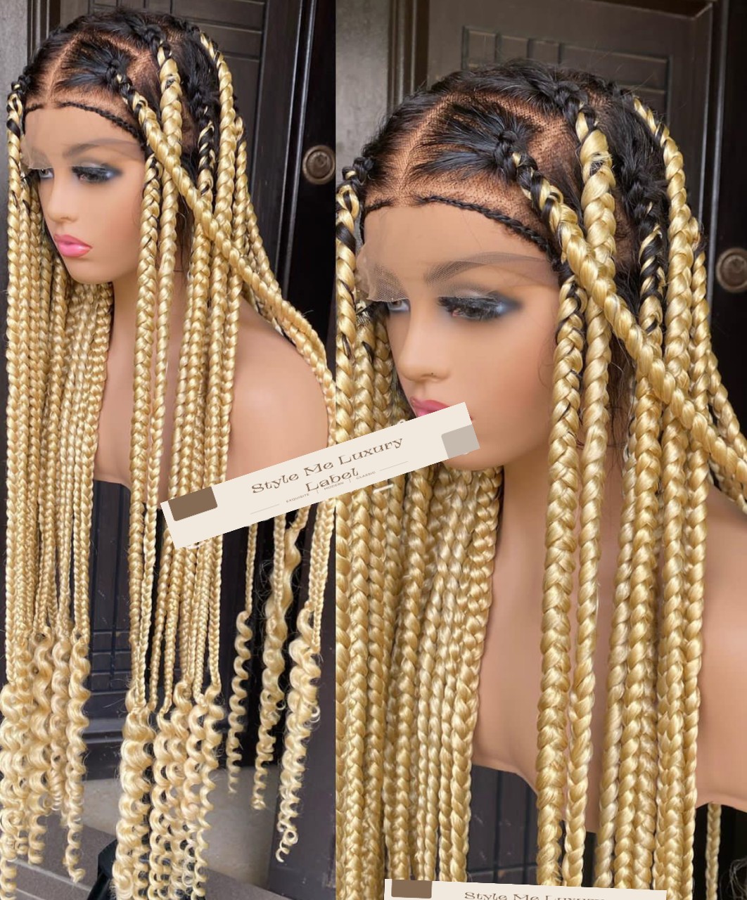 Full Lace Knotless Jumbo Braided Wig With Curled Tips by stylemeluxuryl -  Afrikrea