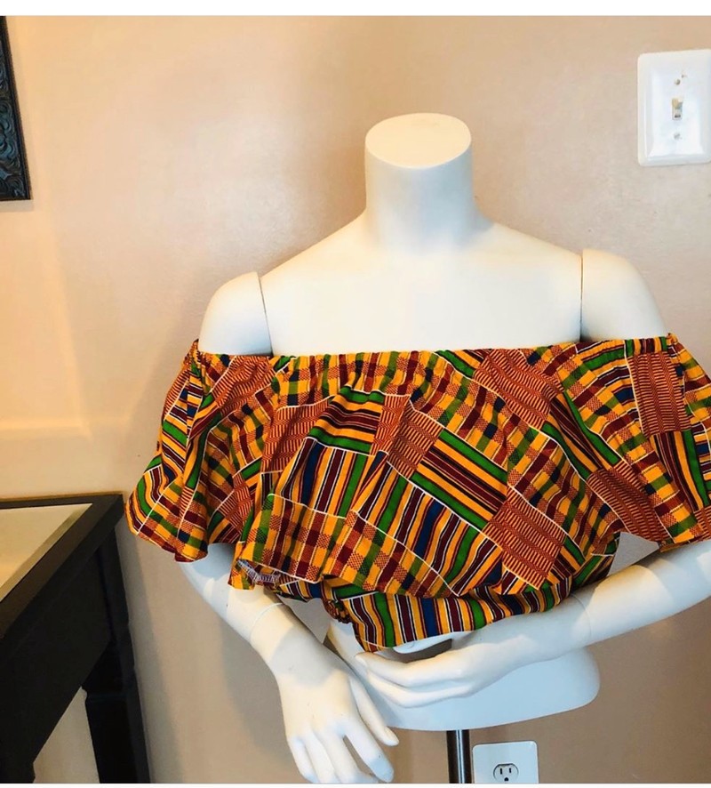 off shoulder kitenge jumpsuit