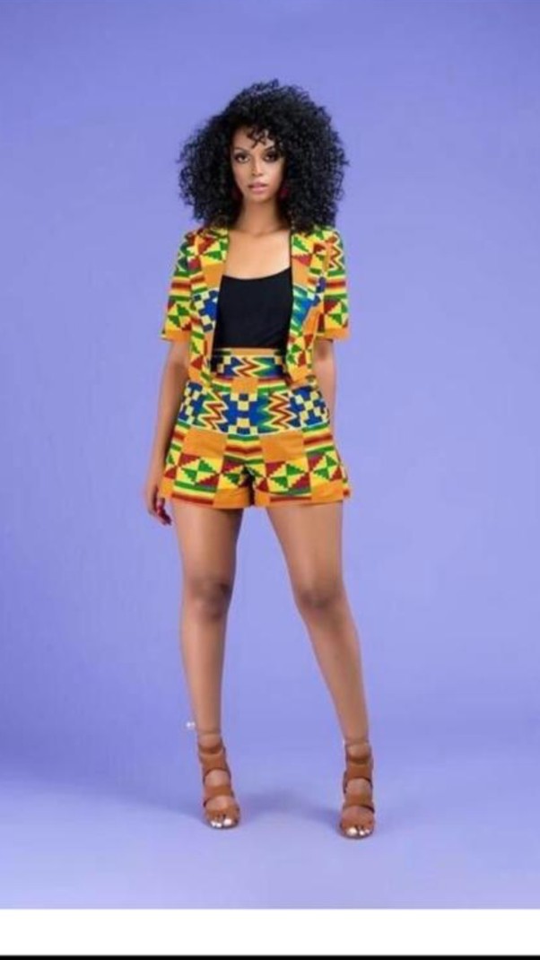 ankara jacket and shorts