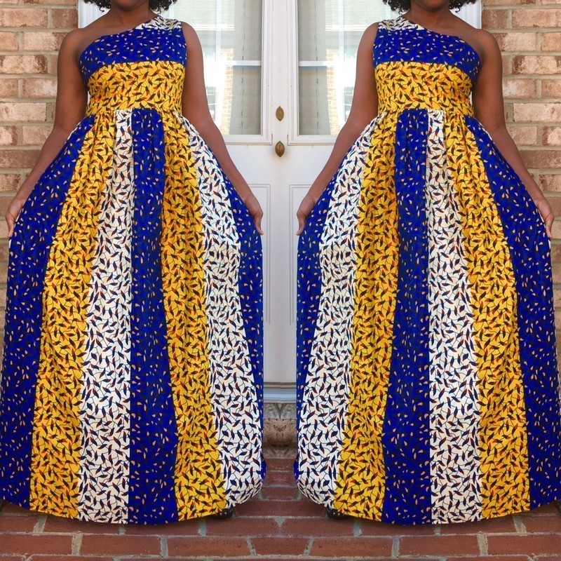 one shoulder ankara dress