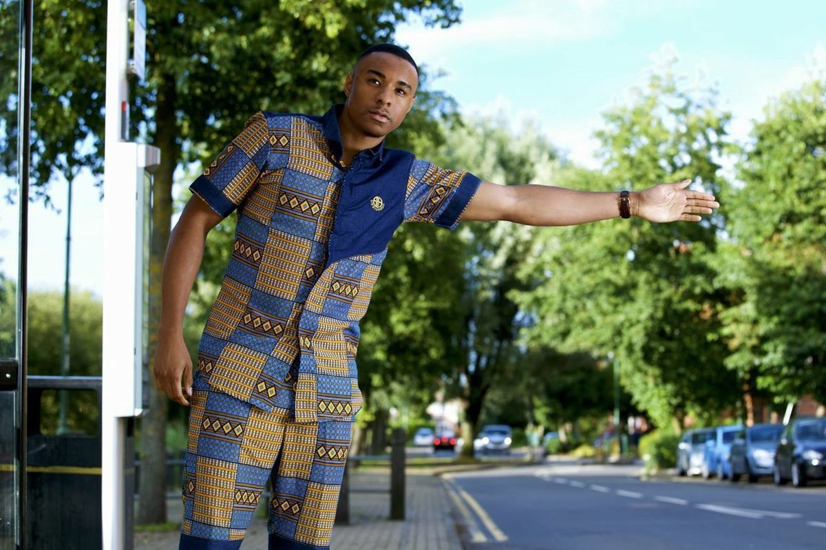 Denim Mix African Print Shirt by missy-ewa - Men's Short Sleeve Shirts -  Afrikrea
