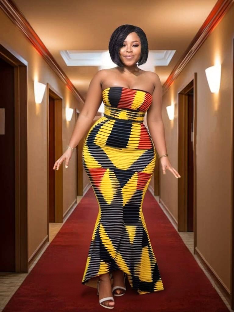 Ankara Round Neck Maxi Dress