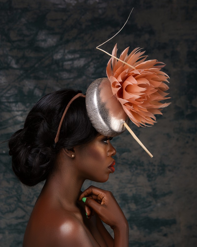 Champagne Metallic Leather Percher Hat 
