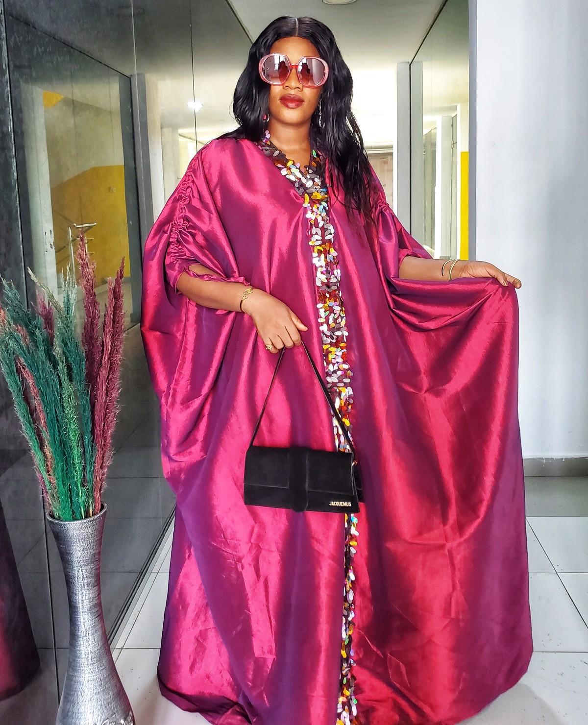 Boubou femme bleu brodé coton – Robe africaine cérémonie chic et ample main image 1