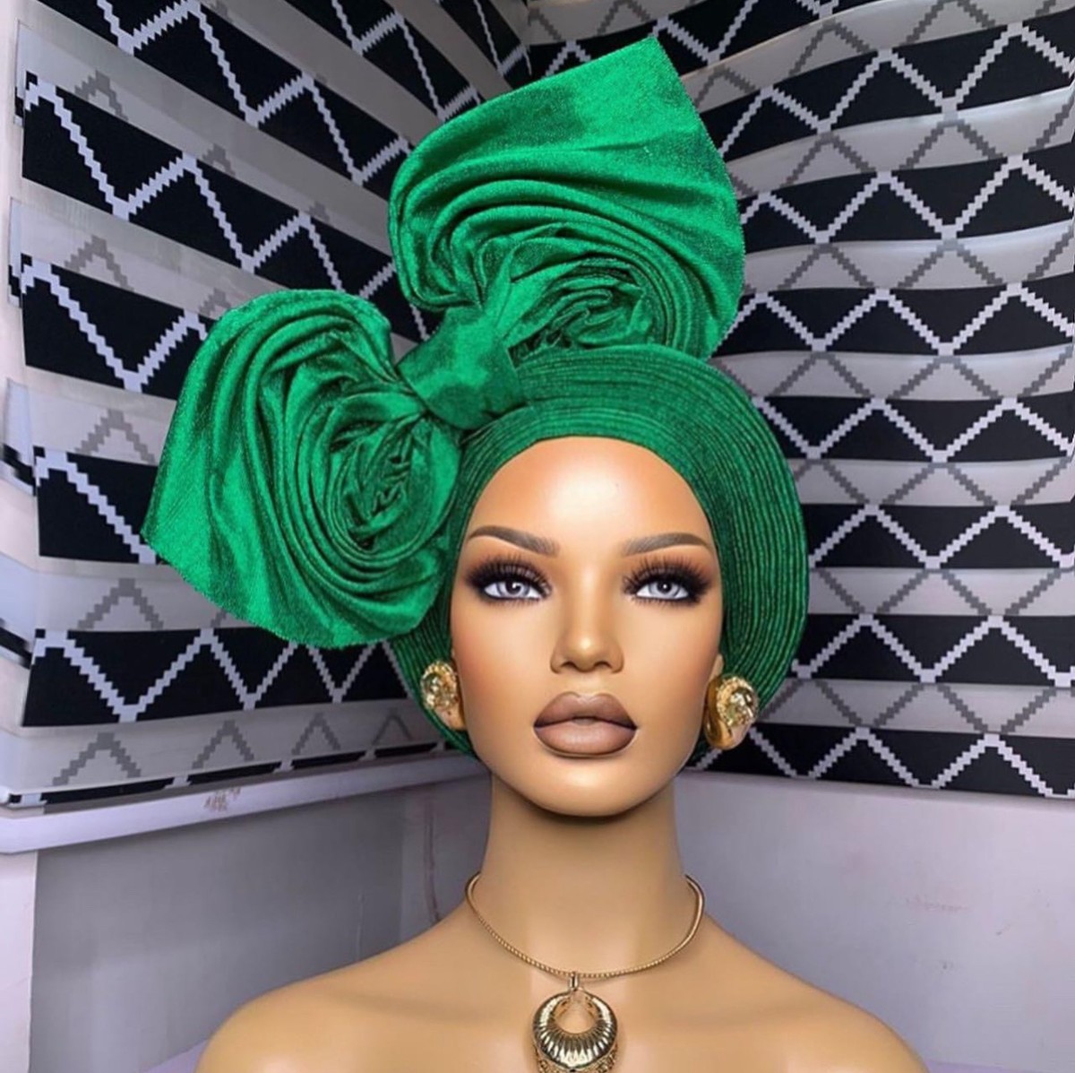 Auto Gele head wear Emerald Green by mimiciqu Traditional Clothings