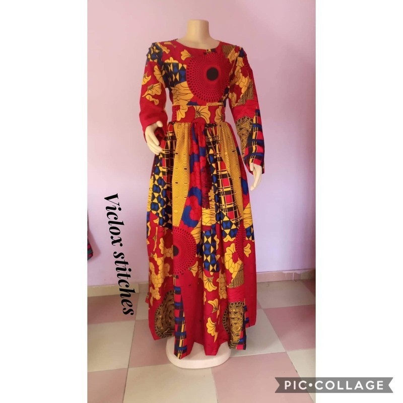patchwork maxi dress