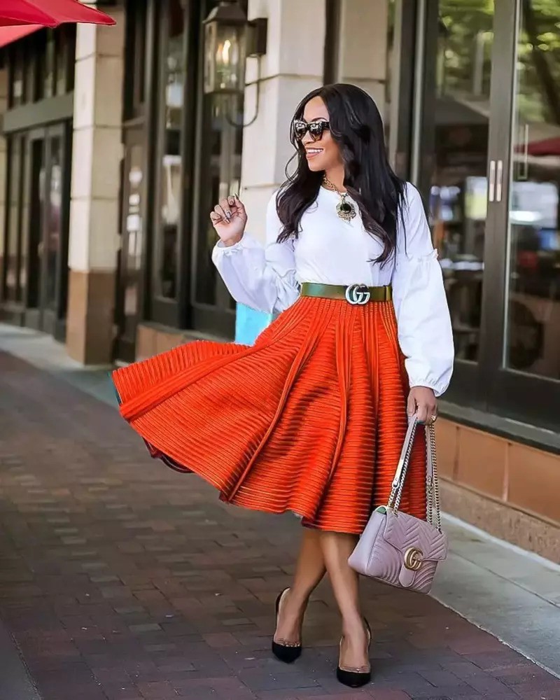 red skirts mid length