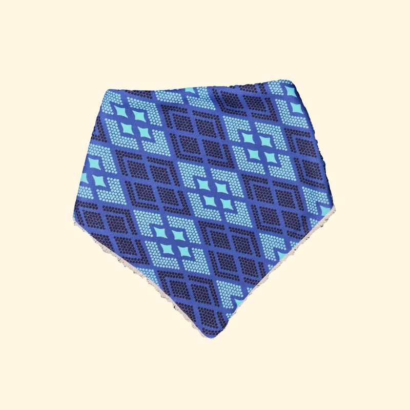 Bandana Bib Printed Organic Eban Blue By Viwa Baby Accessories Afrikrea
