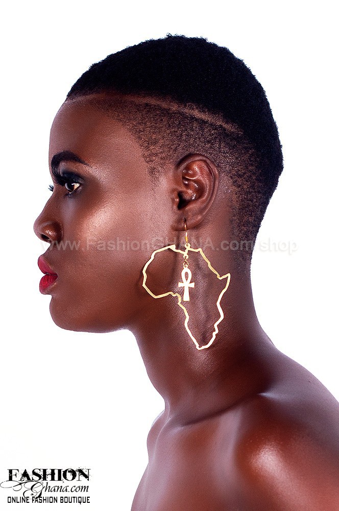 Gold Africa Earrings Set by fashionghana Large hoop and ring earring