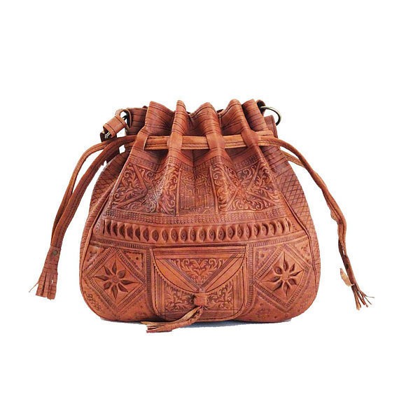 BIG SALE Genuine Leather Crossbody Bag with Engraved Patterns