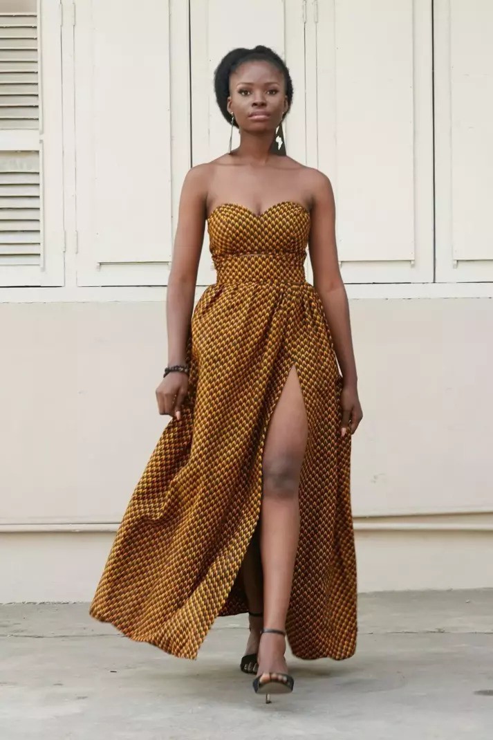 yellow strapless crop top