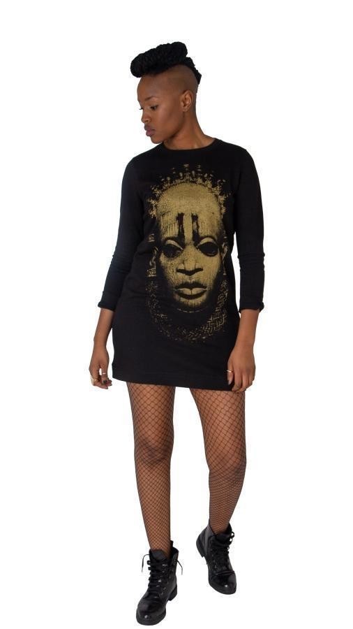 black and gold sweater dress