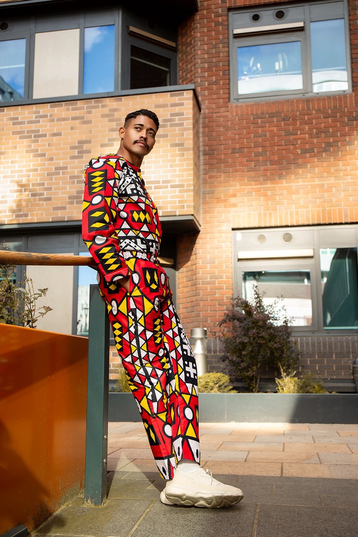 African Trousers or African Pants in Brilliant Blue Kente Print African Clothing Proudly Made in Africa