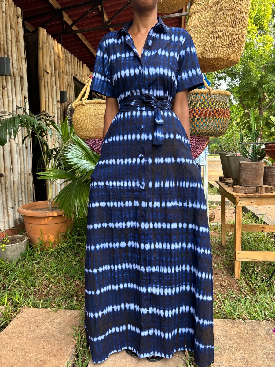 Robe chemise indigo rail by bazarapagne - Long dresses - ANKA