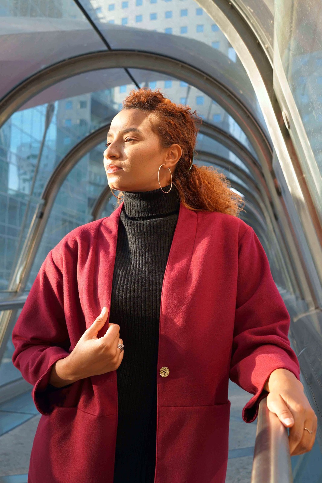 Reversible wool coat, satin interior 