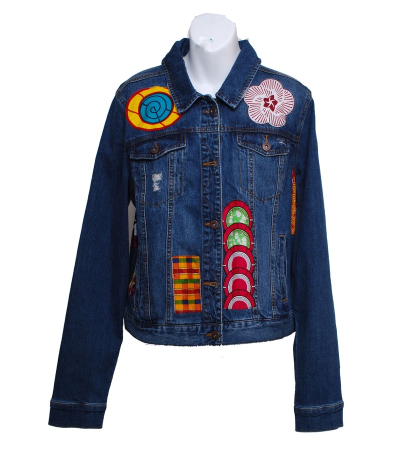 jean jacket with badges