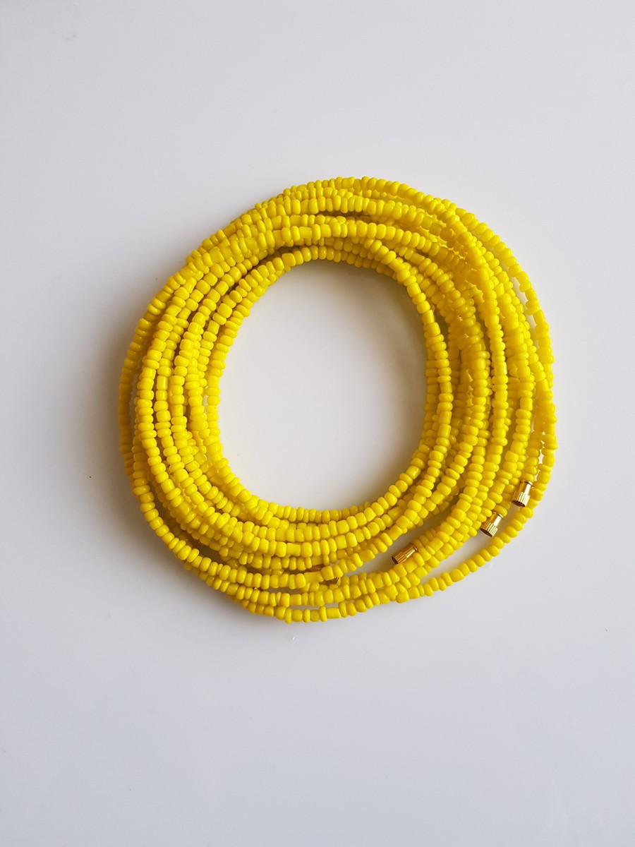 Yellow waist beads, African waist beads, by tribaltess Waist chain