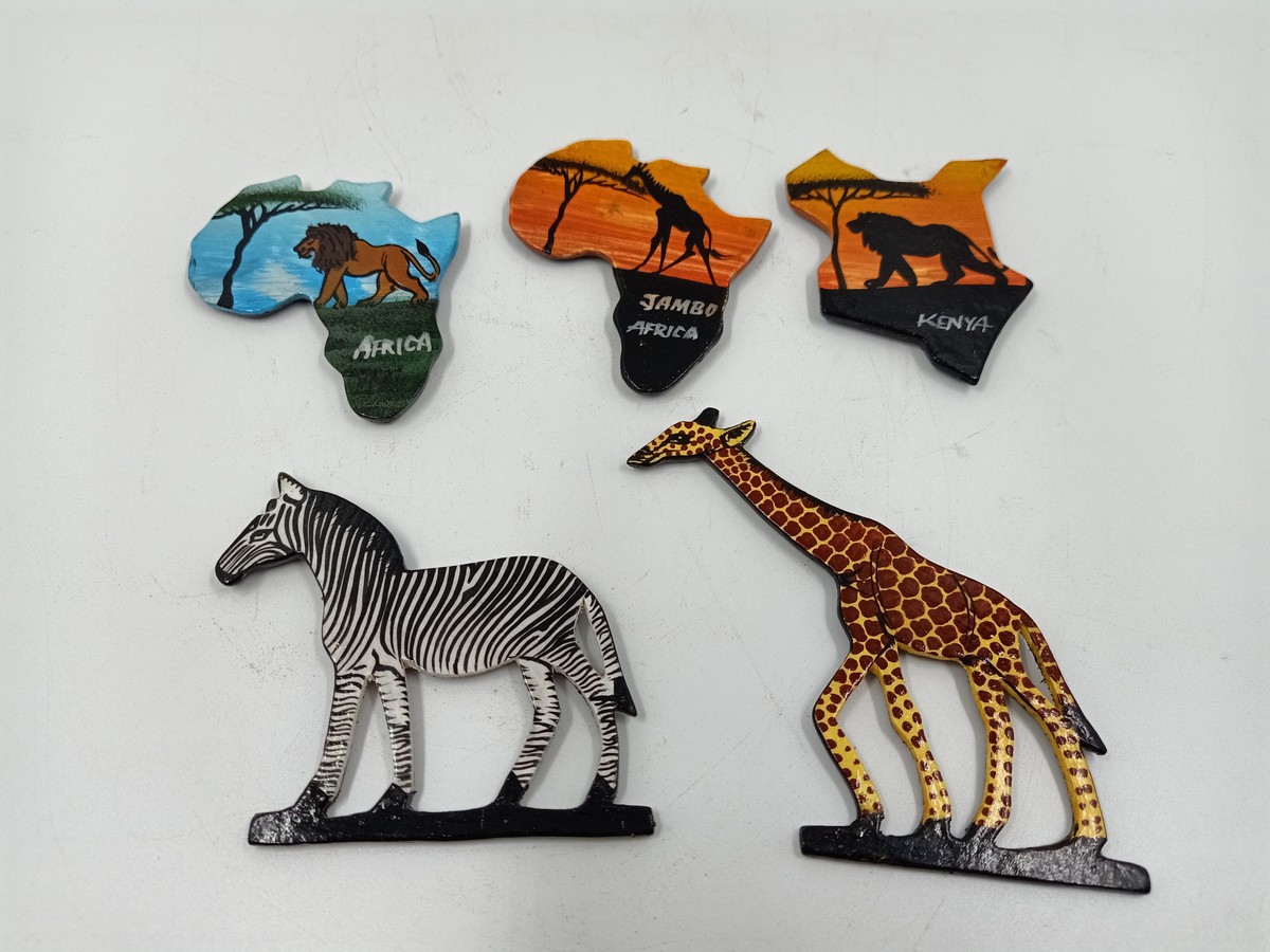 SET OF 5 fridge magnets, wooden fridge magnets, animal fridge magnets ...