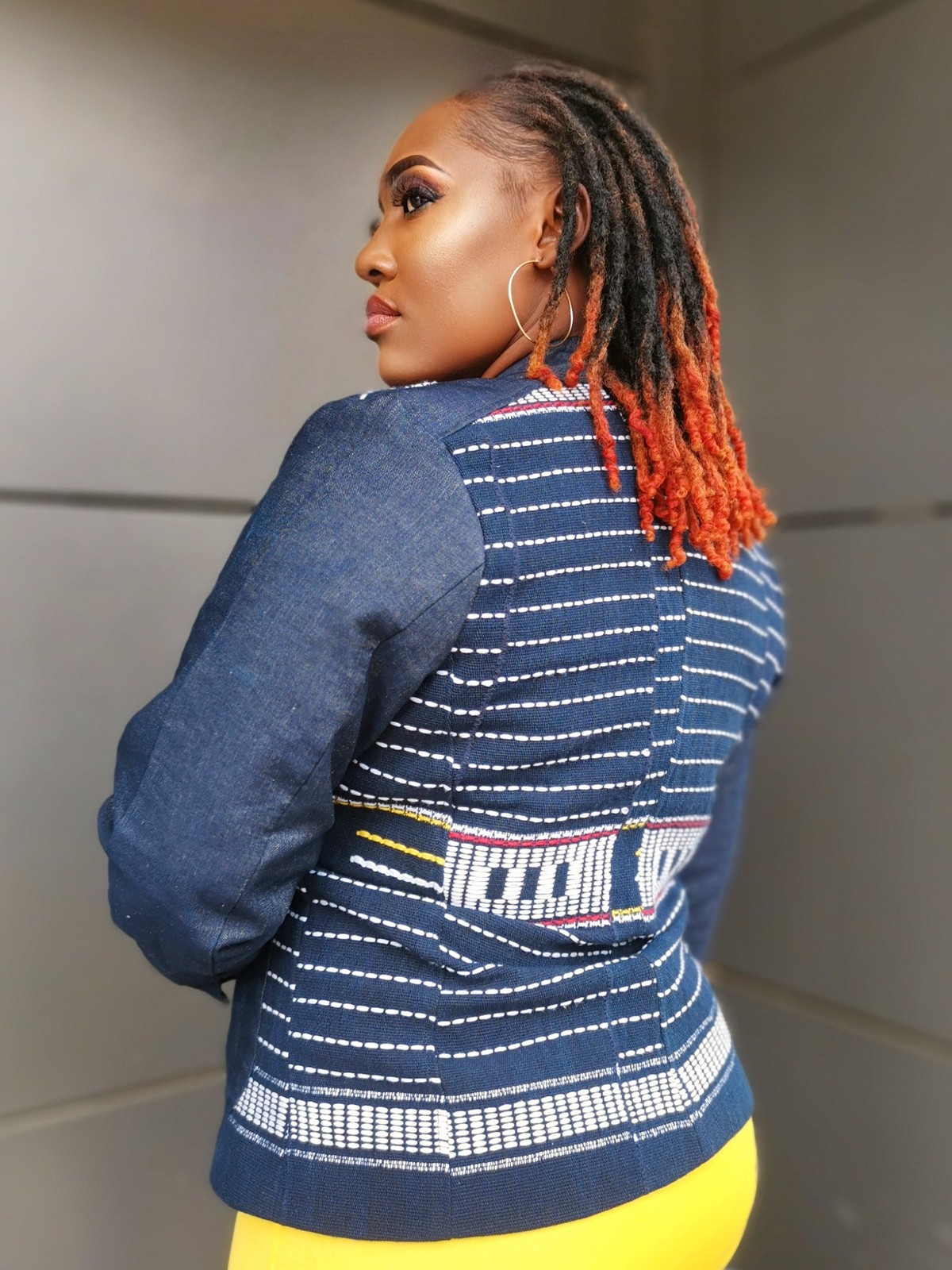 VESTE en pagne Tissé et Jean par maison-ballester Blazers ANKA