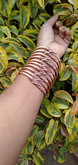 Bracelet De Bras Tribal Africain En Pierre écrasée - Ouvert, Ajustable - Style Bohème, Bijou Femme Pour L'été
