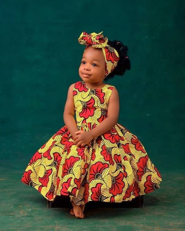 Yellow African Print Dress For Girls by afrikanclothings Dresses an