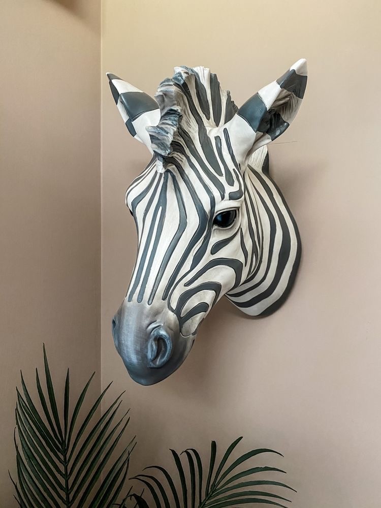 Zebra wooden wall hanging/ Zebra realistic wooden head statute/ Wall ha