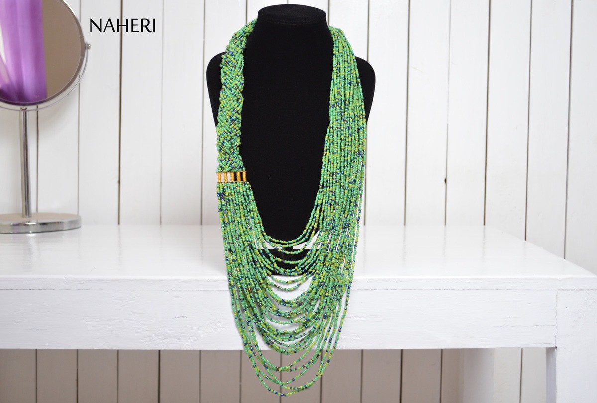 African beaded statement necklace 