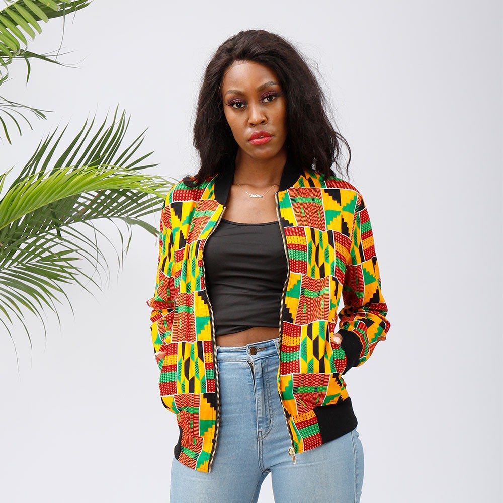 kente bomber jacket