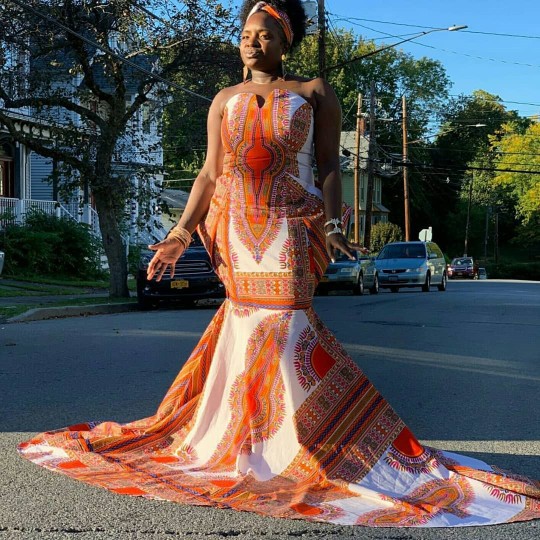 orange african print dresses