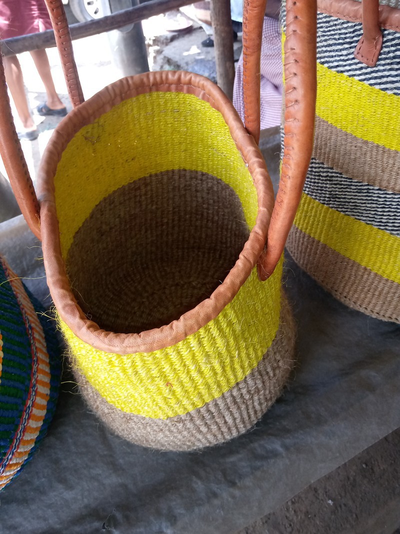 Maasai sisal woven shopping baskets. African shopping kiondoo by handy