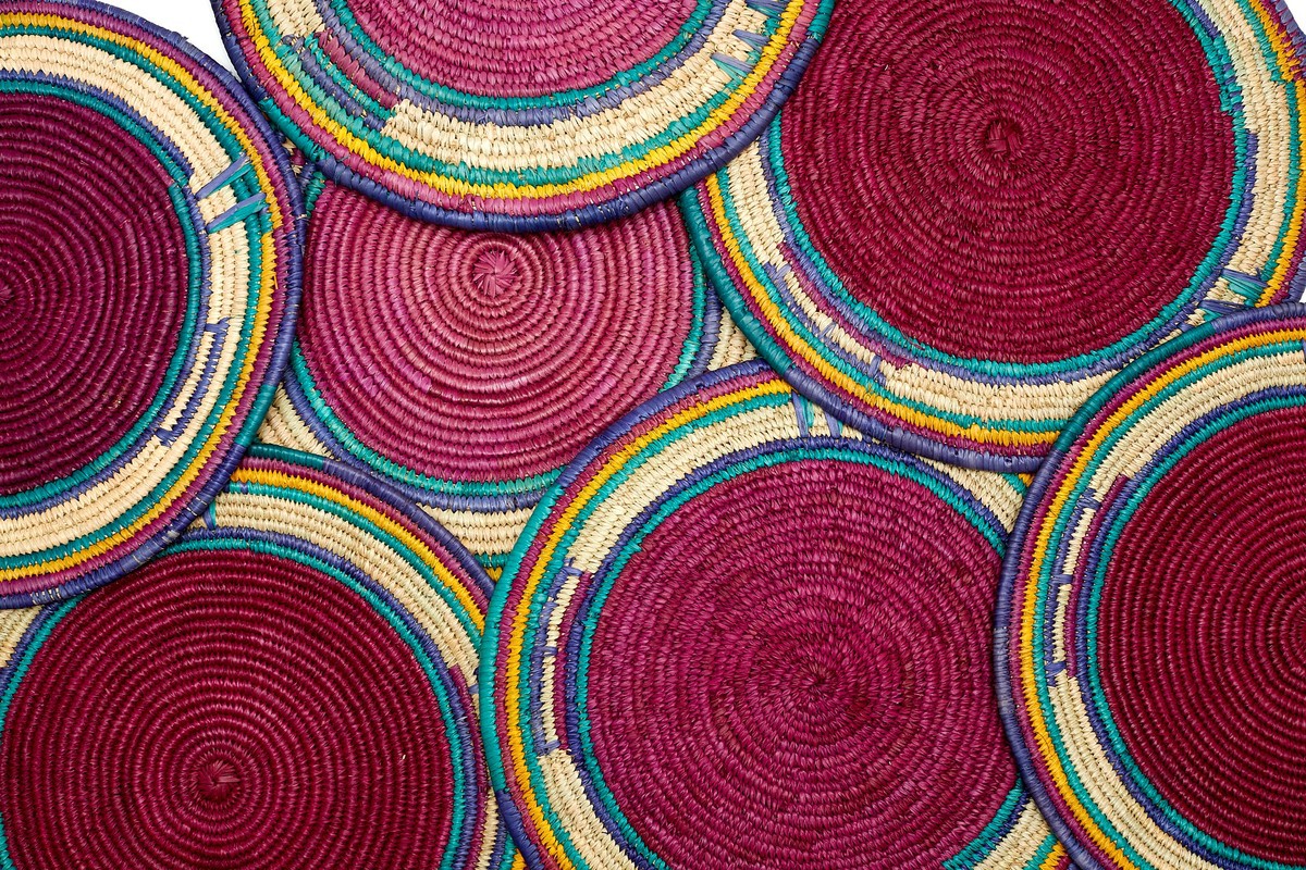 Berry African hand woven multipurpose Trivet, Woven Wall Disc, Wall Pla