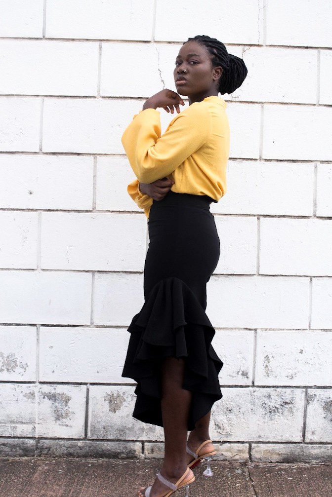 checkered skirt yellow