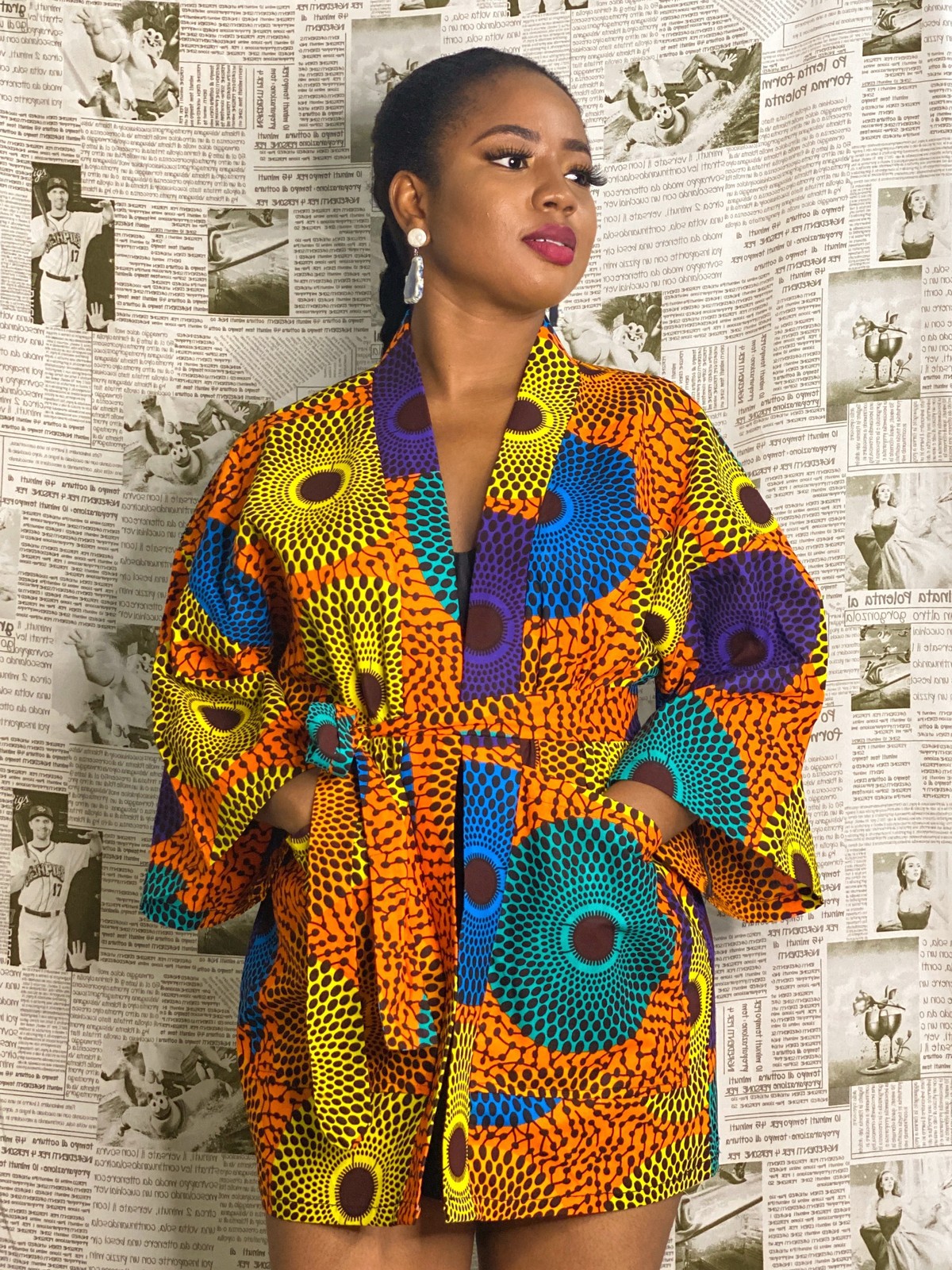 kimono jacket with ankara