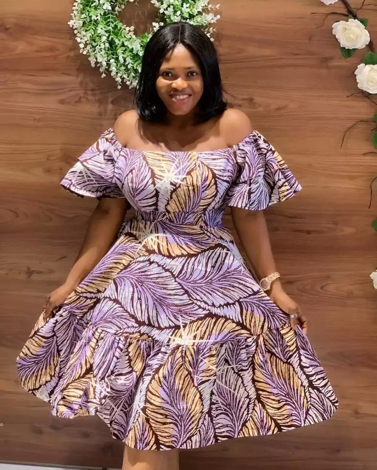 African Print off shoulder dress 'Anu 