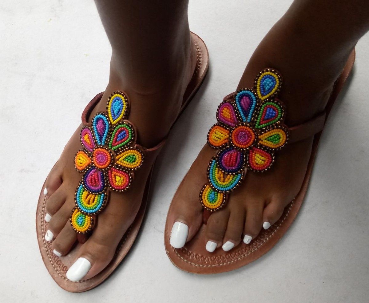 bead sandals without sole