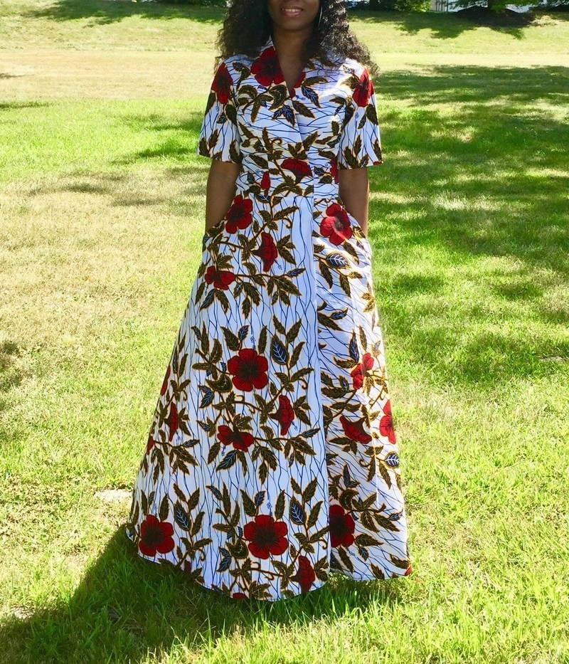 Ankara Wrap Dress Flower Print Dress by thegiftlovers - Long dresses -  Afrikrea