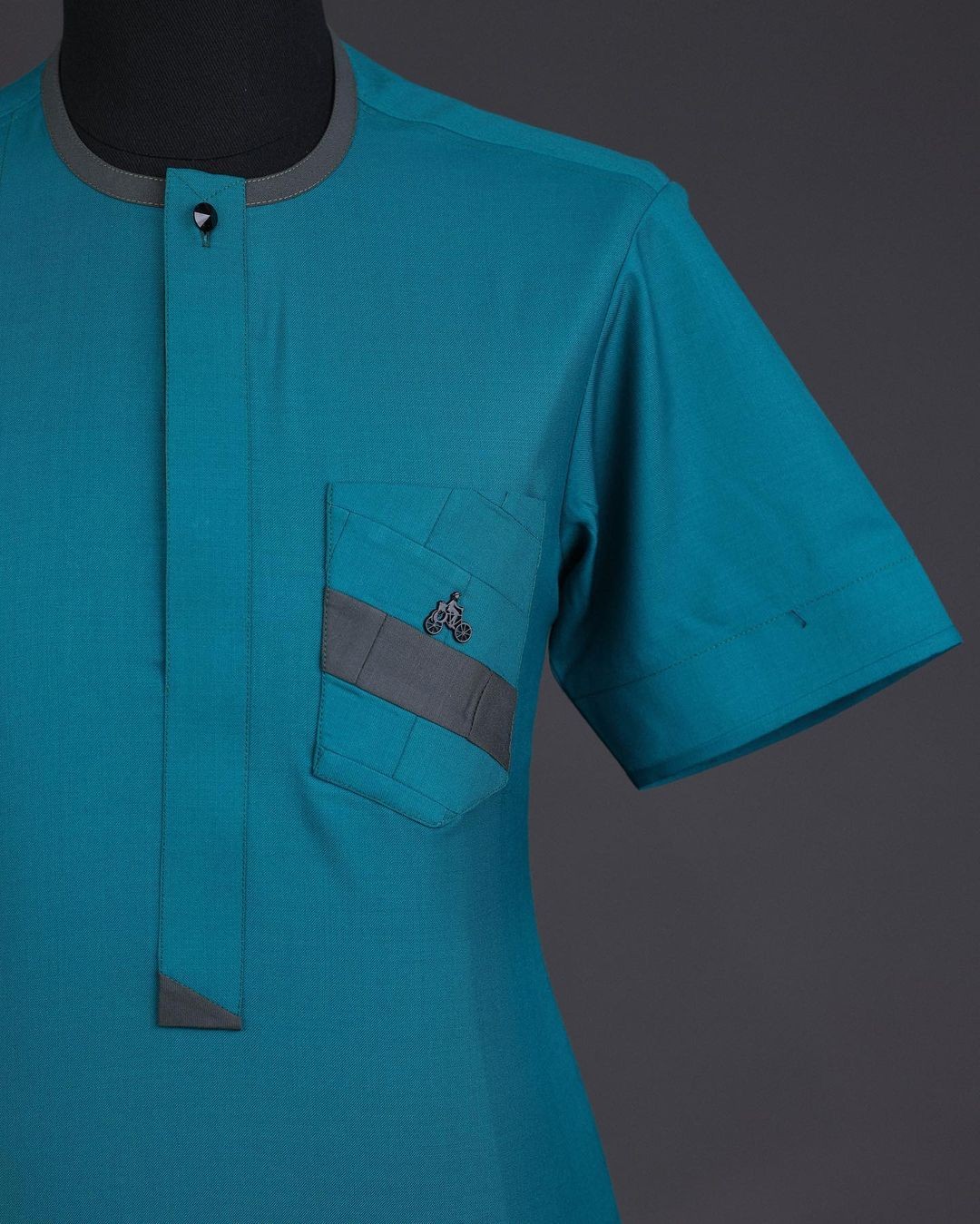 A green, front flap, & layered rectangle pocket details, African ka - ANKA