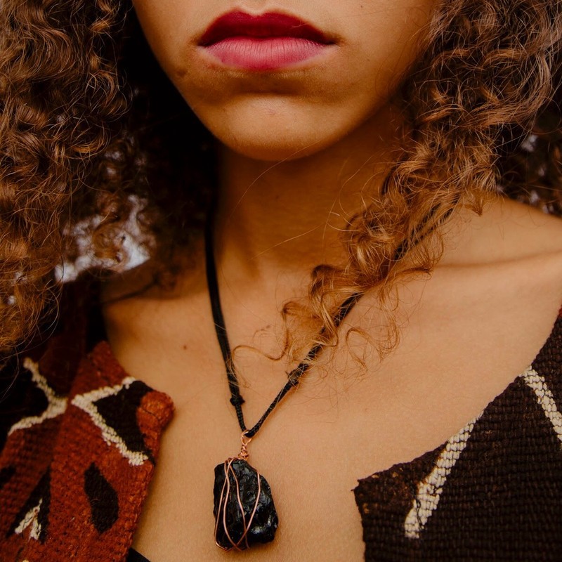 black tourmaline stone necklace