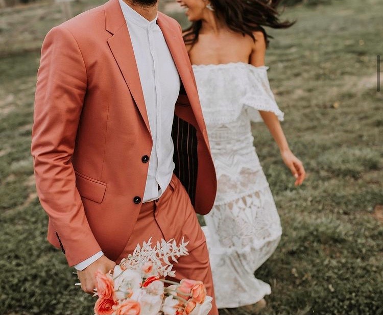 Peach men's suit +waist coat + pant by 