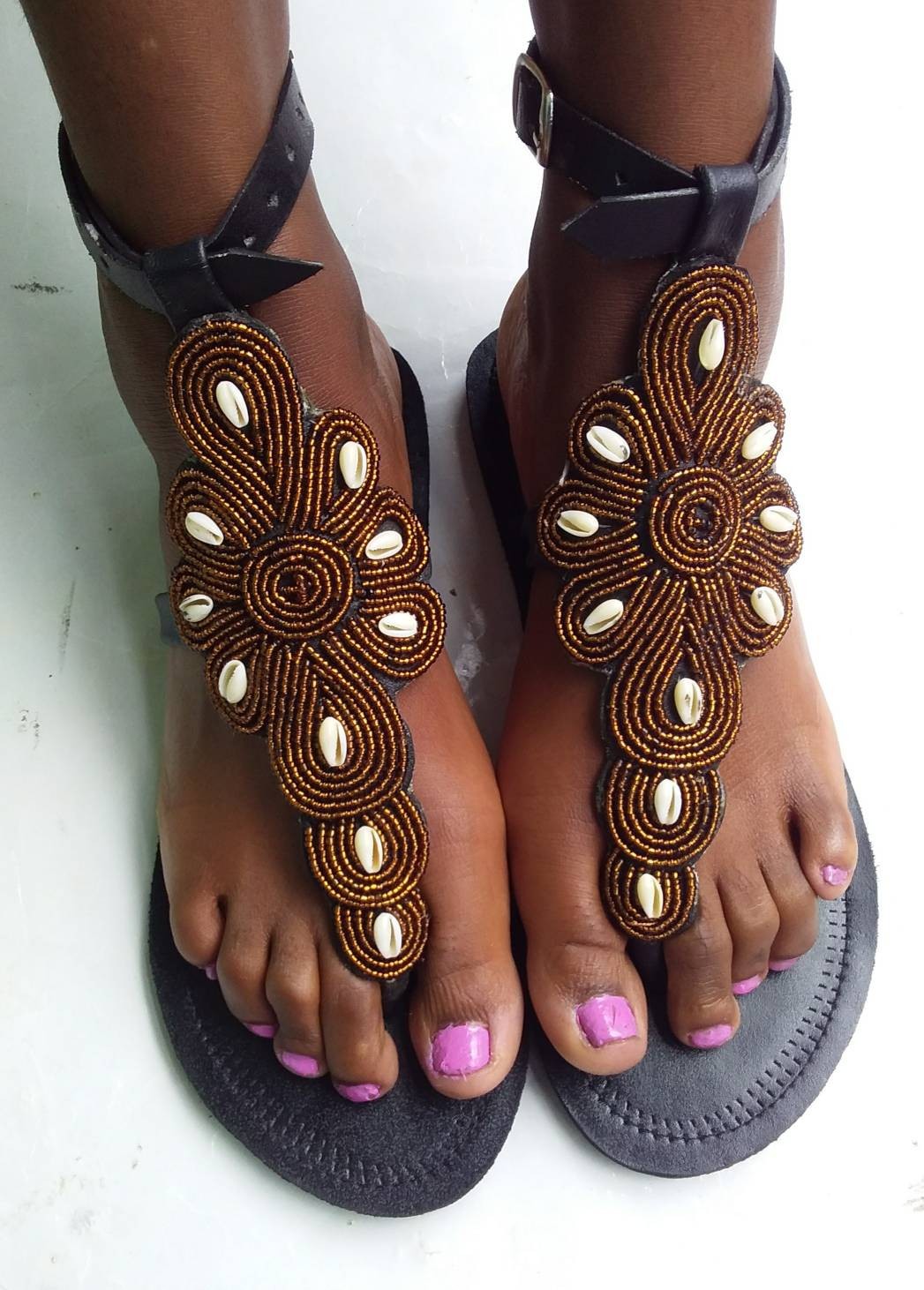 womens beaded flat sandals