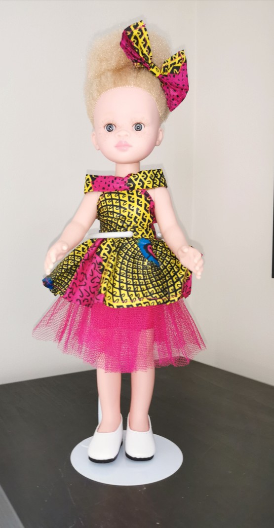 Albino doll in a pink outfit by proud2bafricanwoman Dolls Afrikrea