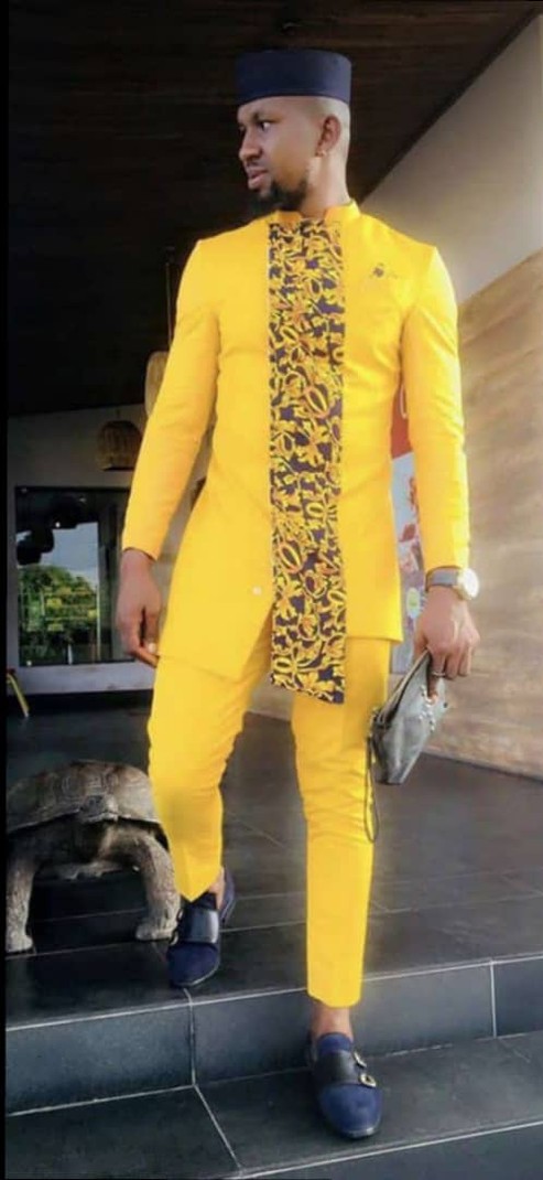 African tradition gold grooms outfit 