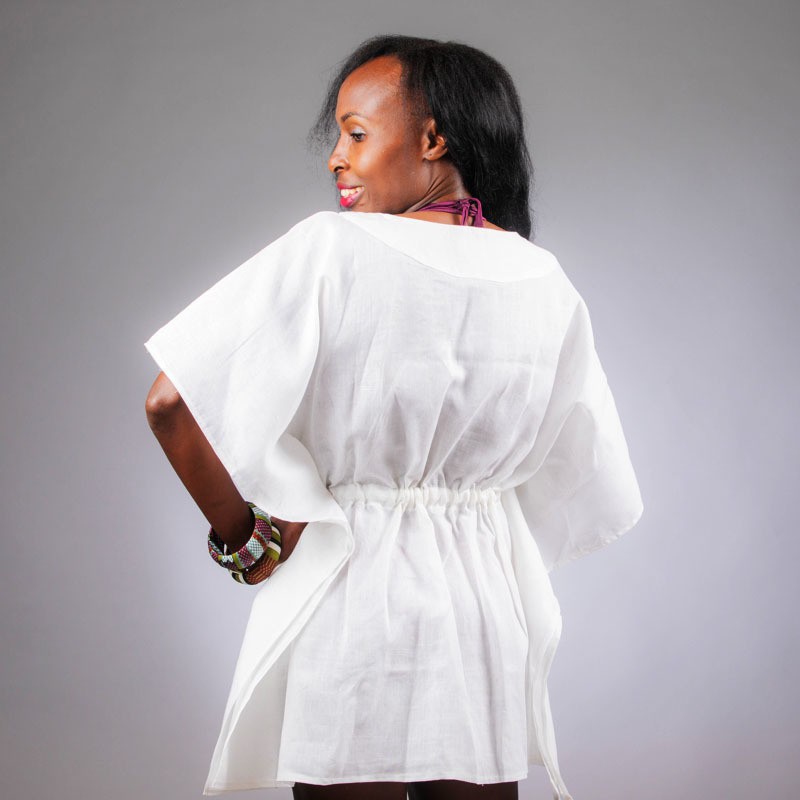 white linen beach dress