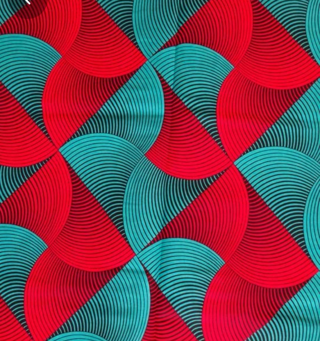 Magenta and Yellow Abstract Ankara Wax Print Fabric with Curved Line Design main image 1