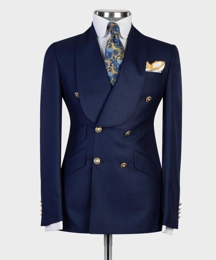 Navy Blue double breasted suit. Best seller by okxeel Men's Suits